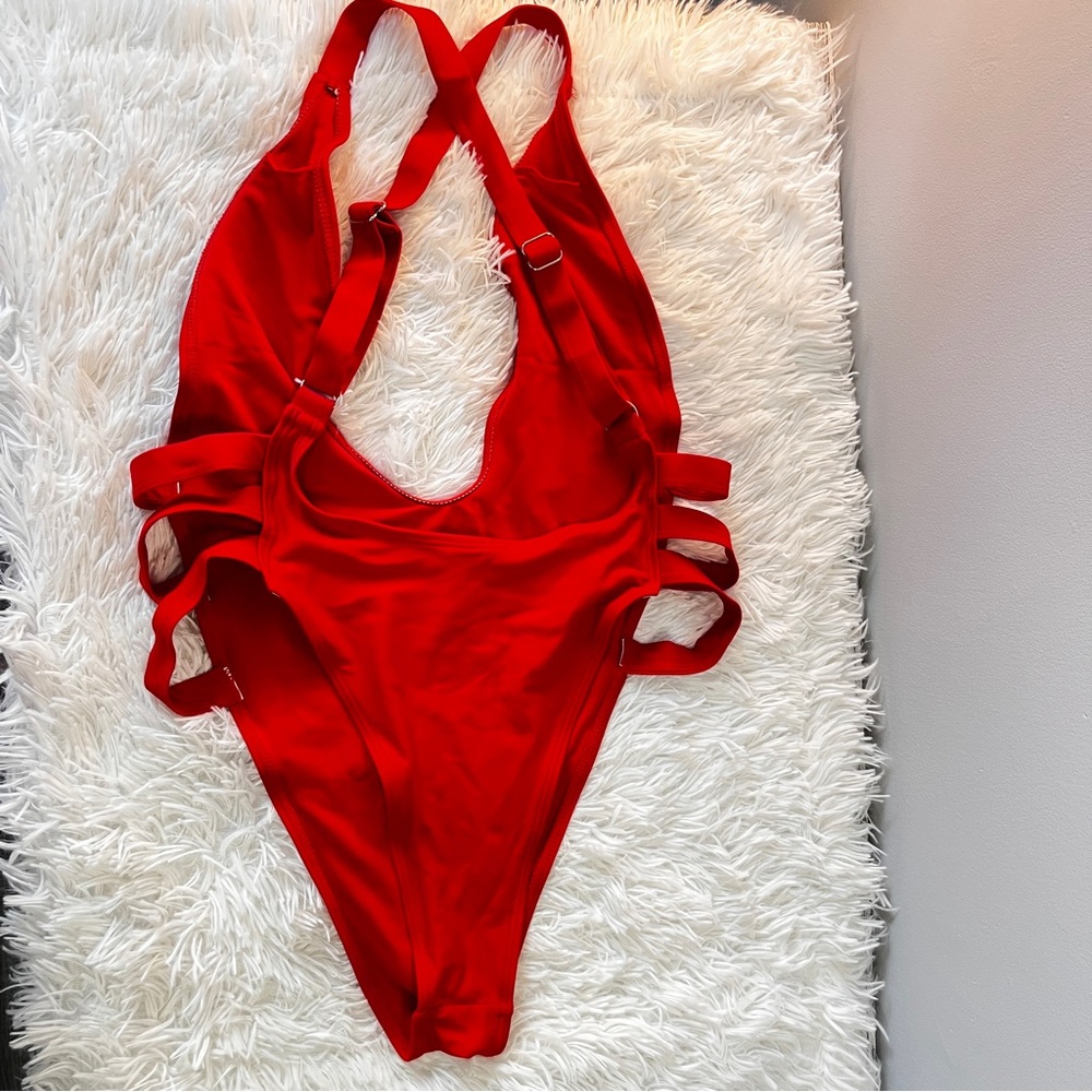Matte Collection Red One Piece Swimsuit - Picture 3 of 7